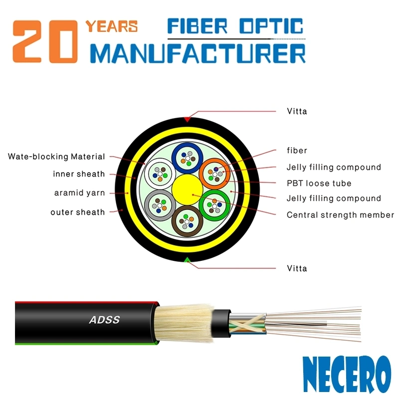 ADSS 1-288cores Heavy Duty Single Mode All-Dieletric ADSS Fiber Optic Cable / ADSS Cable