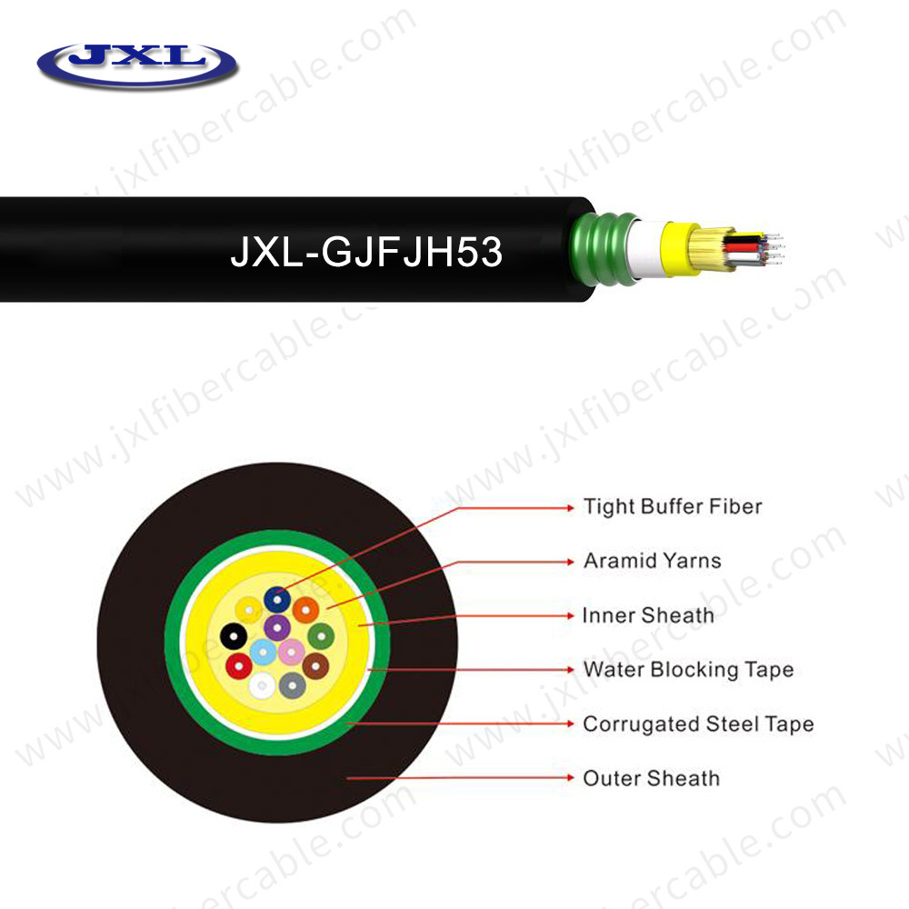 Indoor Multi Core Communication Cable G. 652D 12 24core Armoured Fiber Optic Cable
