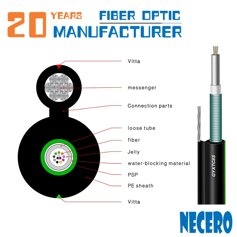 Outdoor Aerial Figure8 Singlemode Fiber GYXTC8S Cable for communication cable drop fiber optic ftth cable