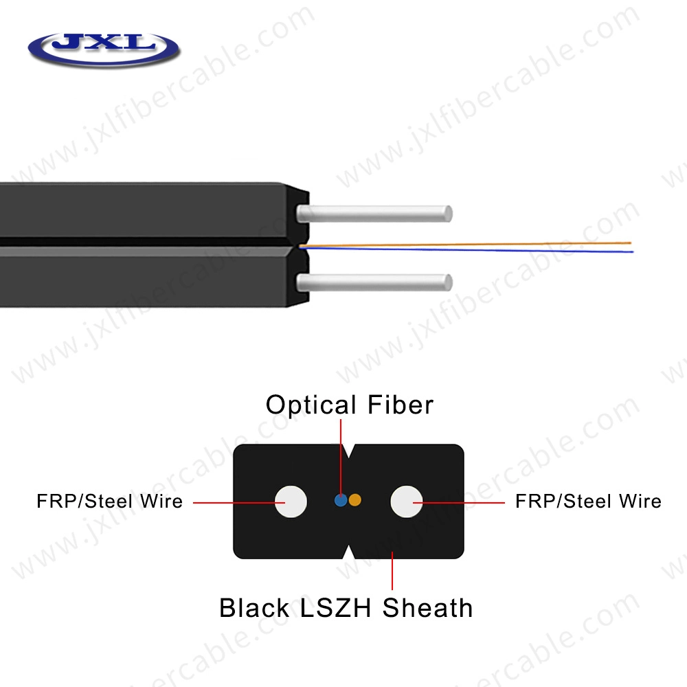 FTTH Drop Fiber Optic 2 Core Fiber Optic Cable Indoor Fiber Optical Cable LSZH Jacket