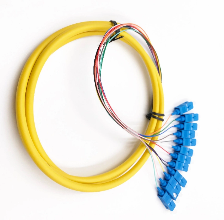 SC/PC Boundle Distribution Fiber Cable Sm 9/125 Fanout 0.9mm Fiber Optic Pigtail