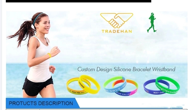 Elastic Custom Fabric Wristband Logo Silicone Debossed Embossed Rubber Silicone Bracelet