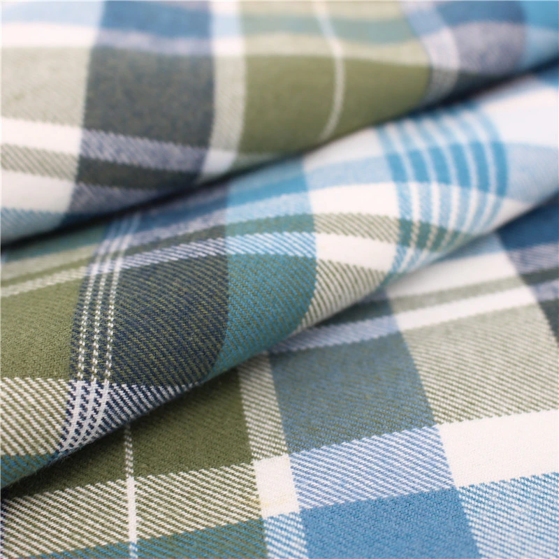 100% Cotton Fabric Flannel Fabric Twill Single Velvet Yarn-Dyed Fabric