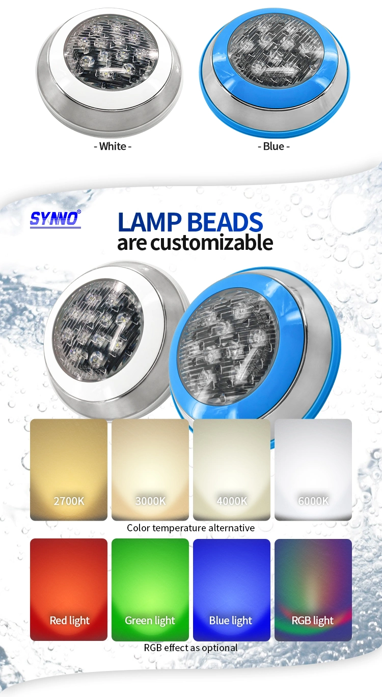 304 Stainless Steel LED Swimming Pool Lihghting IP68 Waterproof RGB LED Underwater Light for Swimming Pool