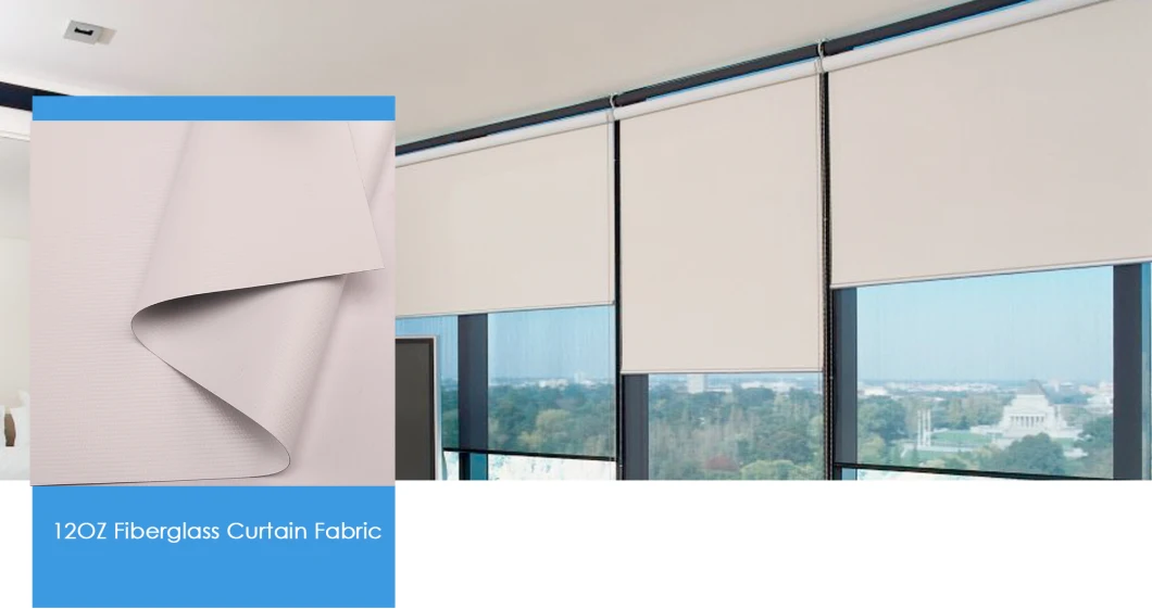 PVC Coated Blackout Fiberglass Curtain Fabric for Sunshade and Decoration