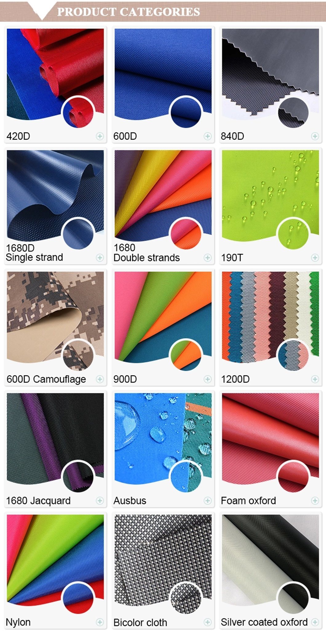 300d Polyester Oxford with PU Coated Fabric/Tent Fabric/Waterproof Flame Retardant Fabric
