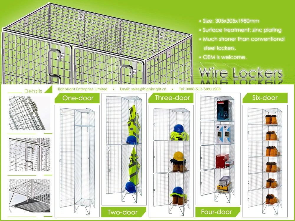 Two Lines Metal Powder Coated Steel Storage Wire Mesh Locker for Changing Room