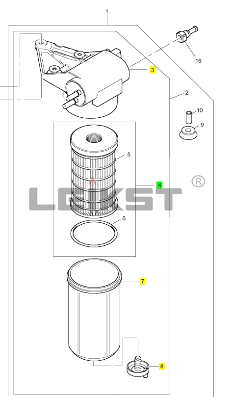 4132A018 4132A016 Leikst Fuel Filter 4132A014 Fuel Lift Pump Oil Water Separator Filter Ulpk0038