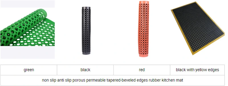 Non Slip Anti Slip Porous Permeable Tapered-Beveled Edges Rubber Kitchen Mat