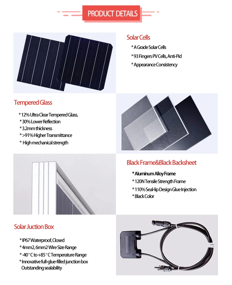 360W 370W 380W 400W Solar Panel Price Black Frame Mono Panel with Factory Price