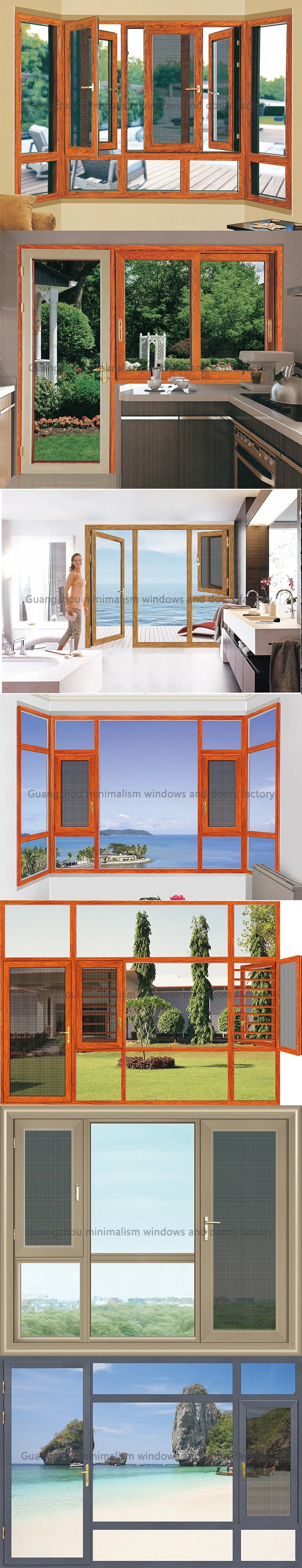 Casement Window with Wire Mesh/Aluminium Frame with Tempered Glass