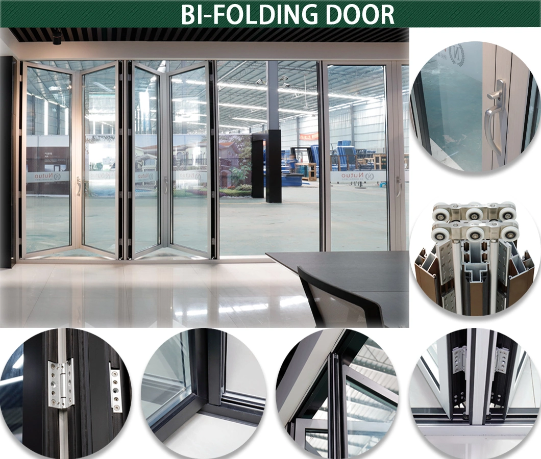 Foshan Factory Fire Proof PVDF Aluminum Bifolding Door with Ss Fly Mesh