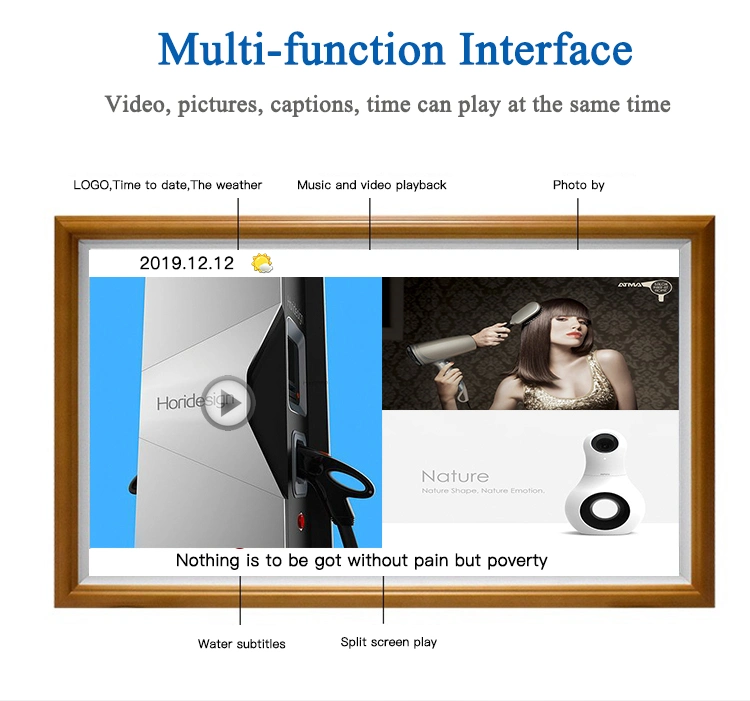 21.5 Inch Wooden Electronic Picture Frame Digital Photo Frame WiFi Capacitive Screen Ad Player