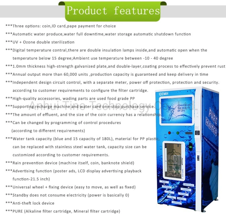 Automatic Cleaning Bottle Reverse Osmosis Water Filter Water Filling Station