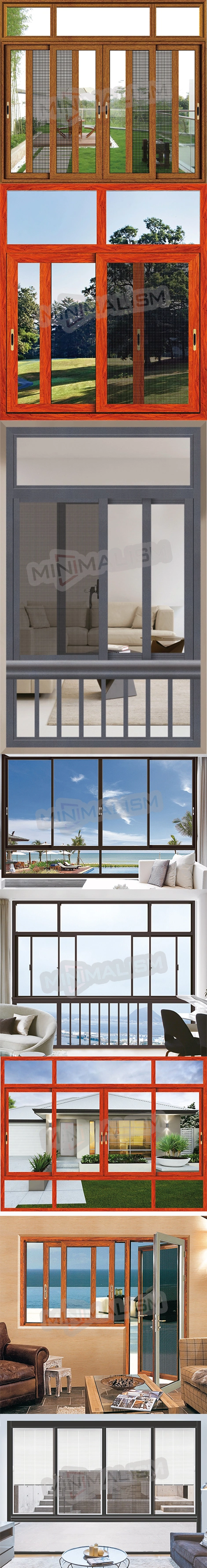Casement Window with Wire Mesh/Aluminium Frame with Tempered Glass