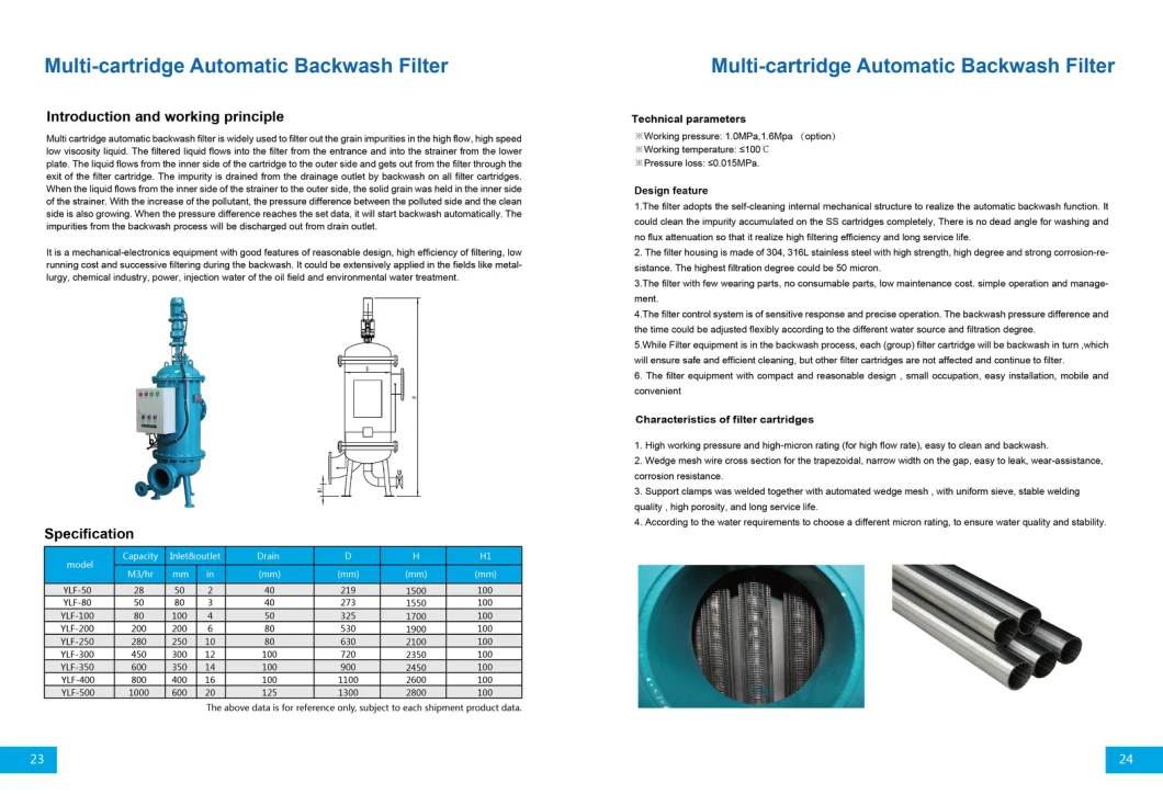 Automatic Backwashing Multicore Water Filter Equipment