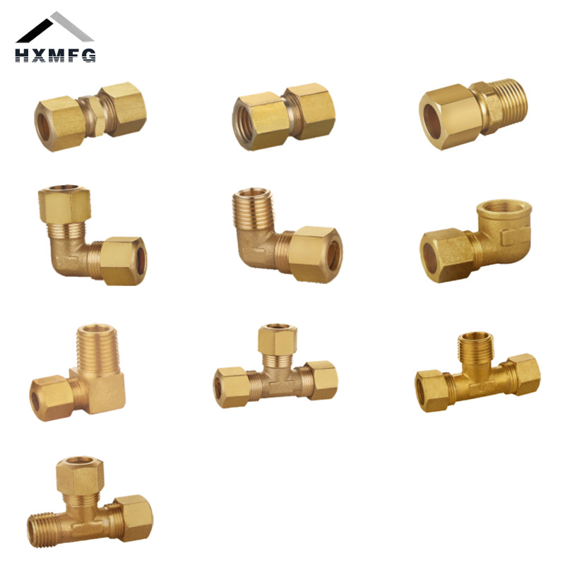 Male Plain Brass Equal/Reducing Straight Coupling Compression Fitting