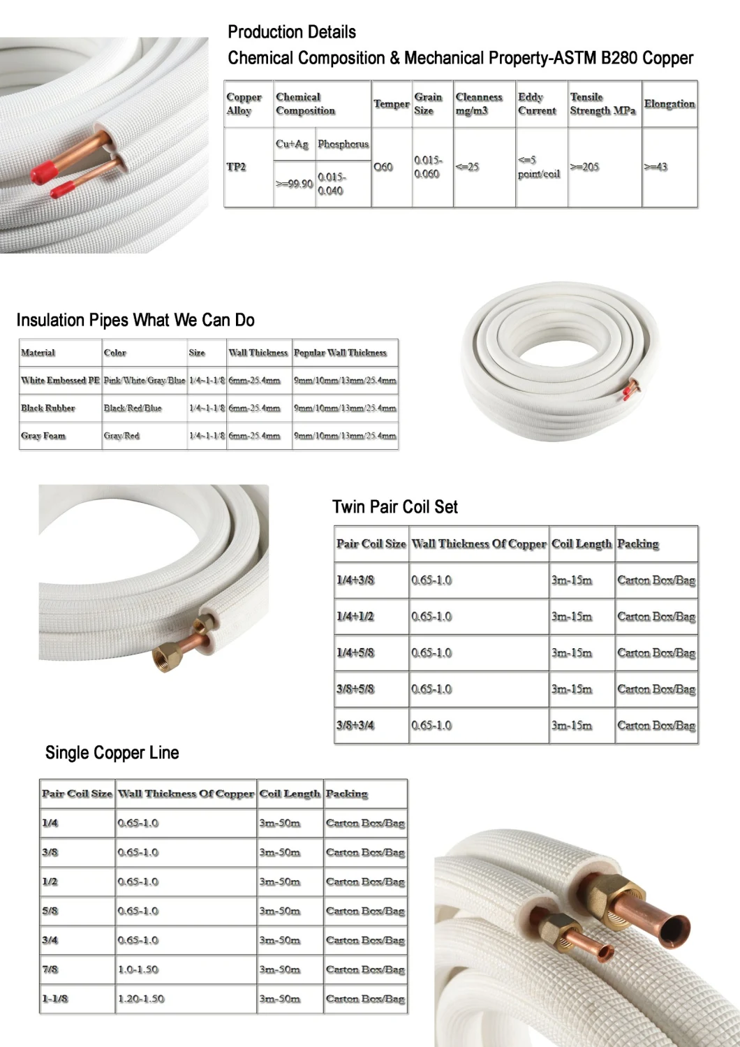 Air Conditioner Installation Kits Copper Aluminum Insulated Connecting Pipe