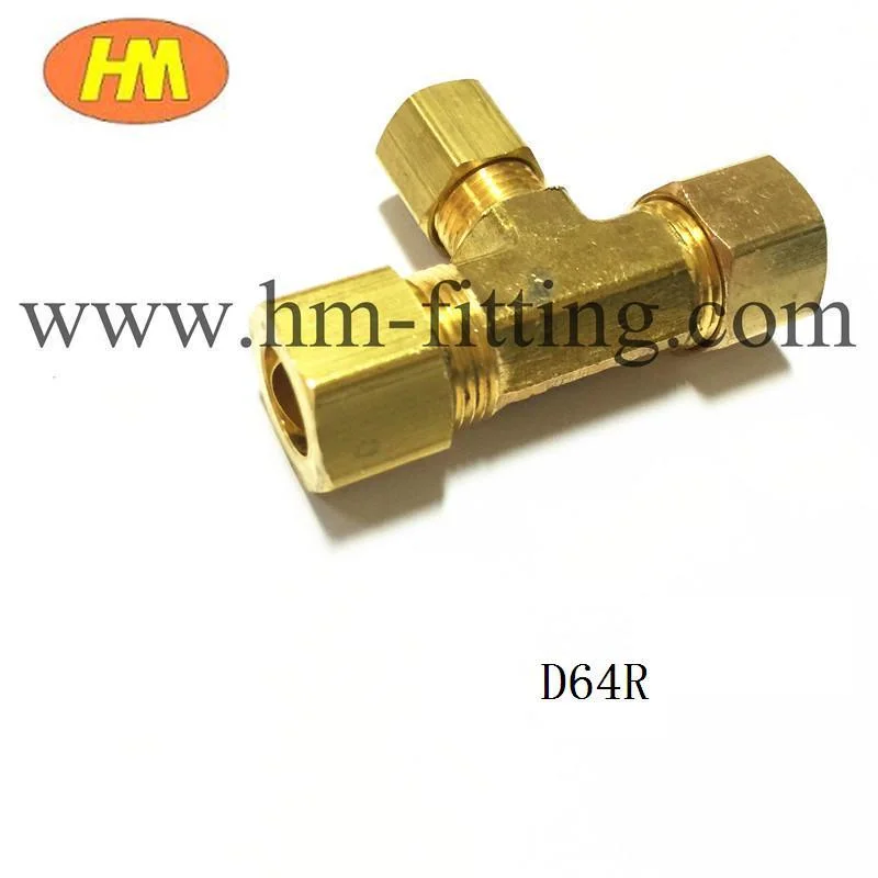 Brass Compression Fitting Swivel Nut Branch Reducing Tee