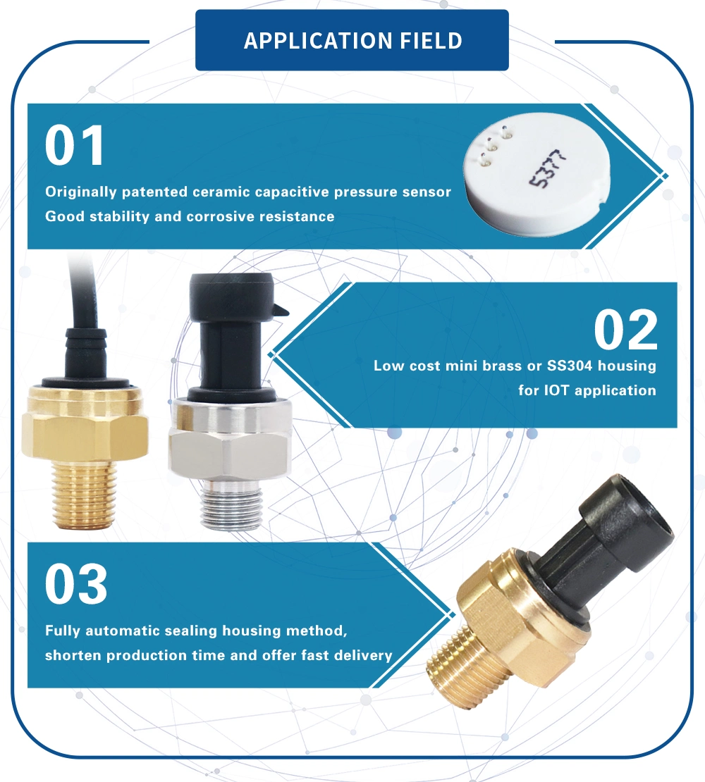 Low Cost 0.5-4.5V Output Brass Ceramic Capacitive Pressure Sensor For Liquid Gas