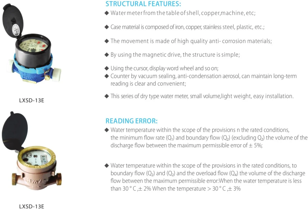 DN20 Digital Bulk Copper Flow Rotary Single-Stream Water Meter with ISO for Industrial