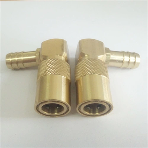 Brass Elbow Quick Release Coupling with Hose Barb Fitting