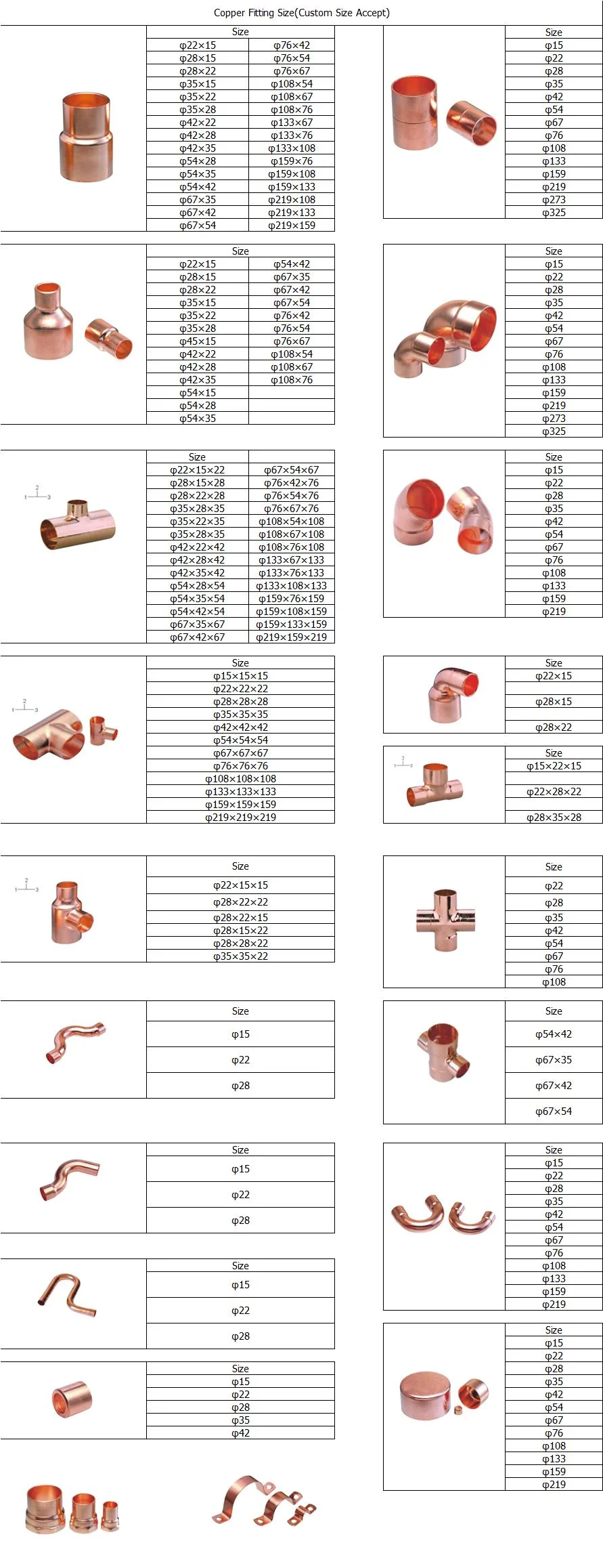 Copper Fittings Pipe Ftting Reducing Tees