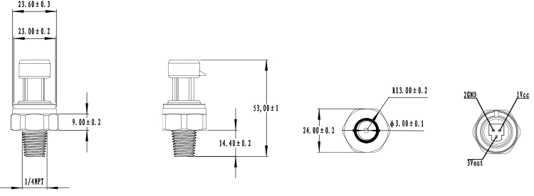0.5-4.5V 1/4 NPT Brass Ceramic Compact Pressure Sensor for Liquid Gas Steam