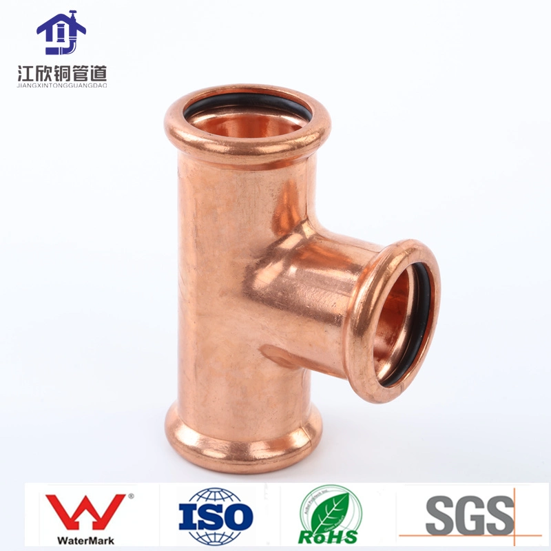 Copper Welding Equal Reducing Tee Refrigeration Pipe Fittings