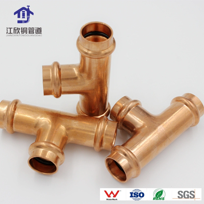 Copper Welding Equal Reducing Tee Refrigeration Pipe Fittings