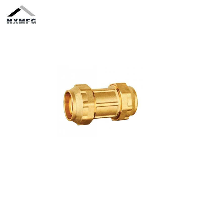 Brass Full Range Cut Ring Compression Fitting Straight Coupling