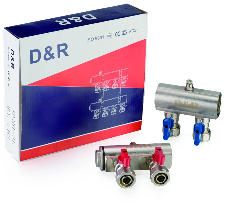 Dr Brand 2-6 Port Brass Material Nickel Plated Manifold with Ball Valve