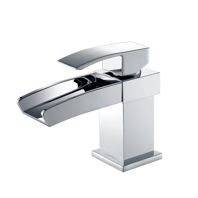 Amazon Hot Selling Modern Lead Free Brass Single Hole Waterfall Bathroom Sink Faucet
