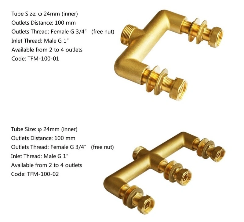 Brass Water Manifold Valve with Four Outlets