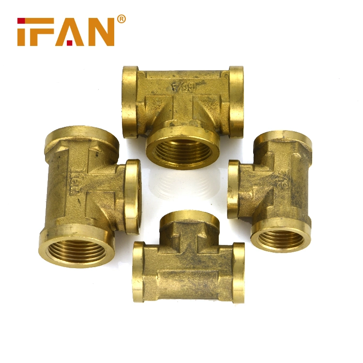Ifan 01design Brass Fittings Full Sizes Drinking Water Supply and Hot Water System Tee Brass Pipe Fittings