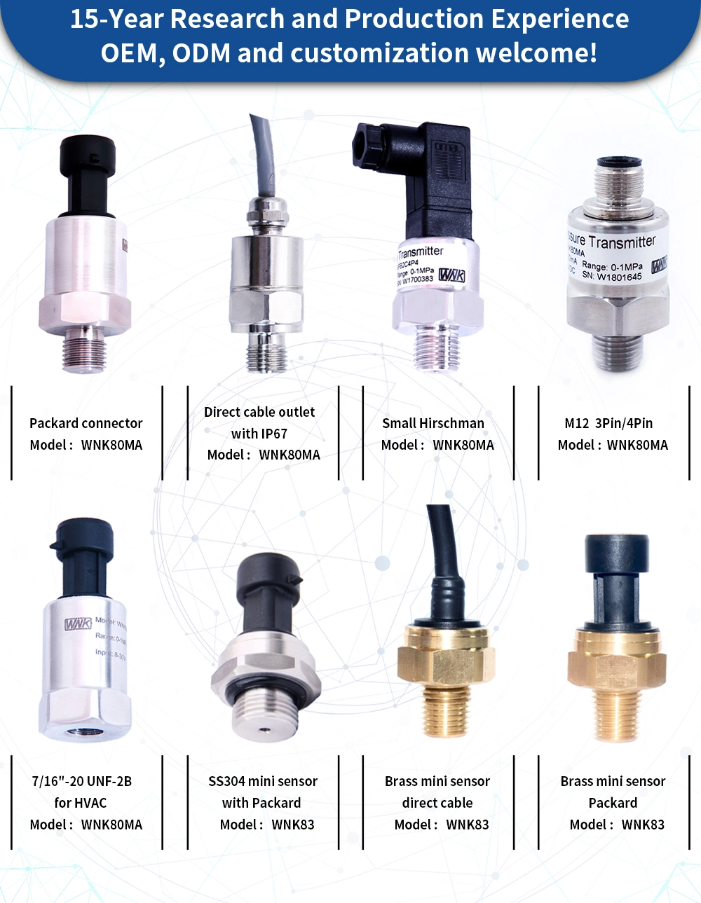 Low Cost Compact 10 Bar 0.5-4.5V Brass Pressure Sensor for Liquid Measure