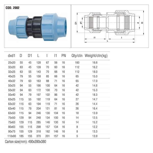 2014 Reducing Coupling PP Compression Fittings PP Pipe Fittings