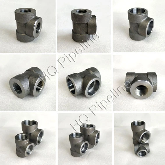 High Pressure Cl3000/6000/9000 NPT Threaded Forged Steel Fittings (Forged Reducing Tee)