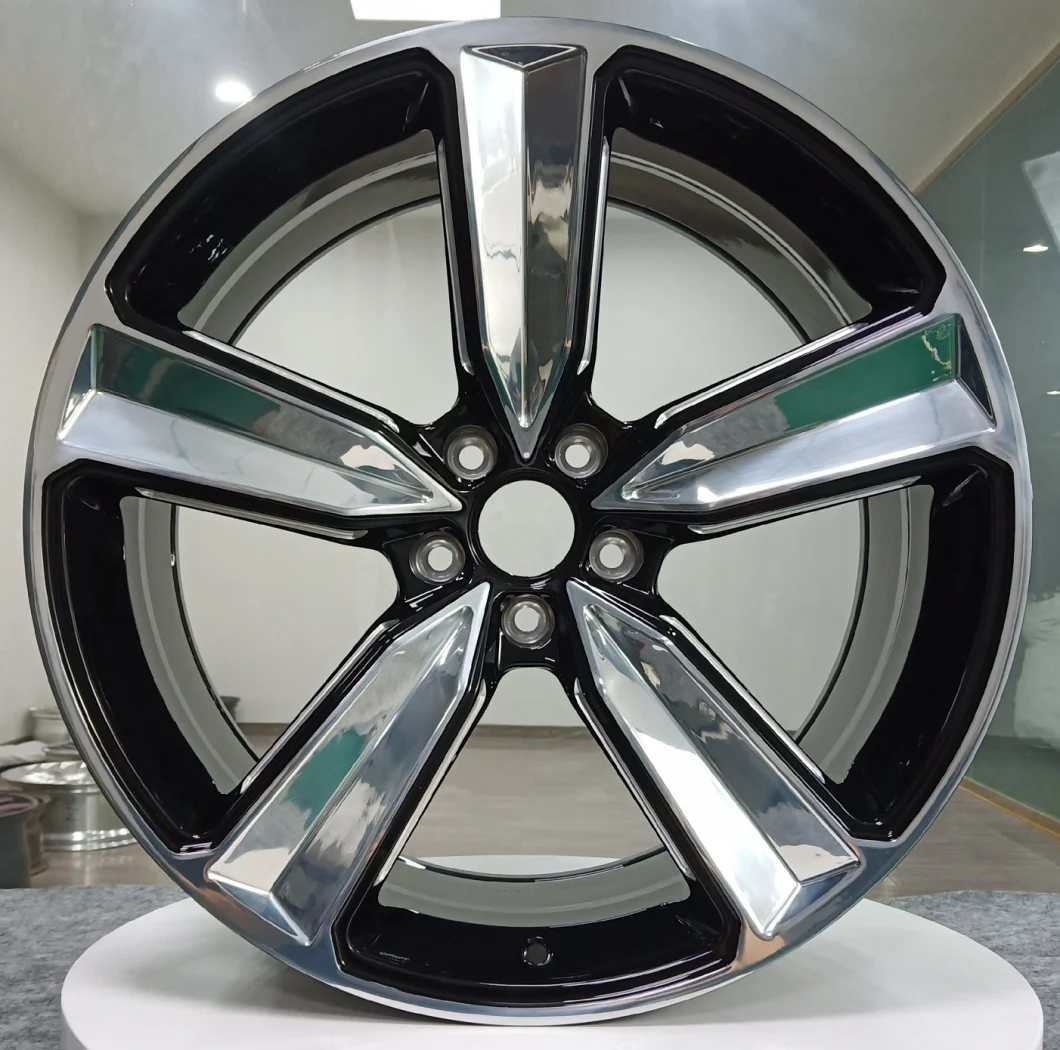 1 Piece Customized Alloy Rims Wheel with Black and Polishing Spoke and Milling