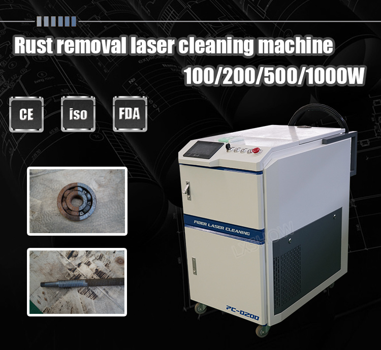 Handheld 200W Laser Cleaning Machine Metal Rust Oxide Painting Coating Removal Stain Remover 100W