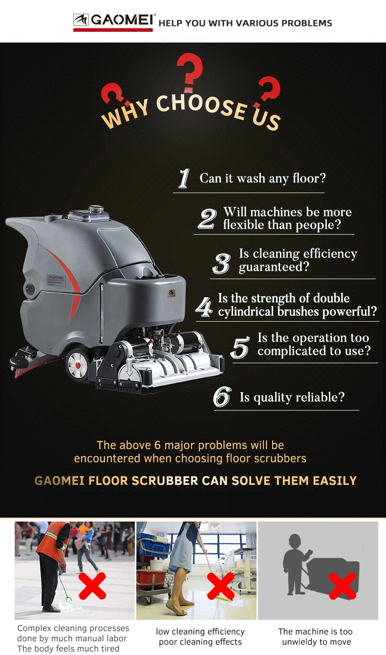GM65rbt Adjustable Pressure Rolling Brush Floor Scrubber Sweeper Machine