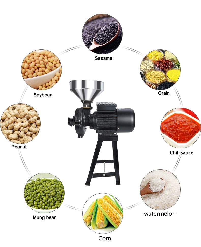 Wet and Dry Spice Grinder Grain Mill Grinder Electric Food Grinder Rice Grinder for Corn Flour Rice Nut, Green Industrial Commercial Machine