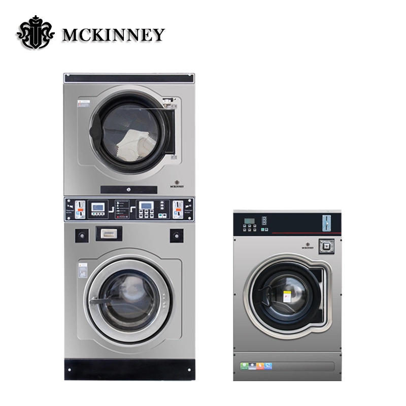 15kg Professional Laundry Equipment Card Operated Stack Washer Dryer