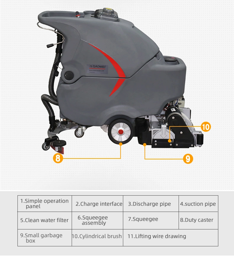 GM65rbt Factory Oil Floor Scrubber Sweeper with Cylinder Brush