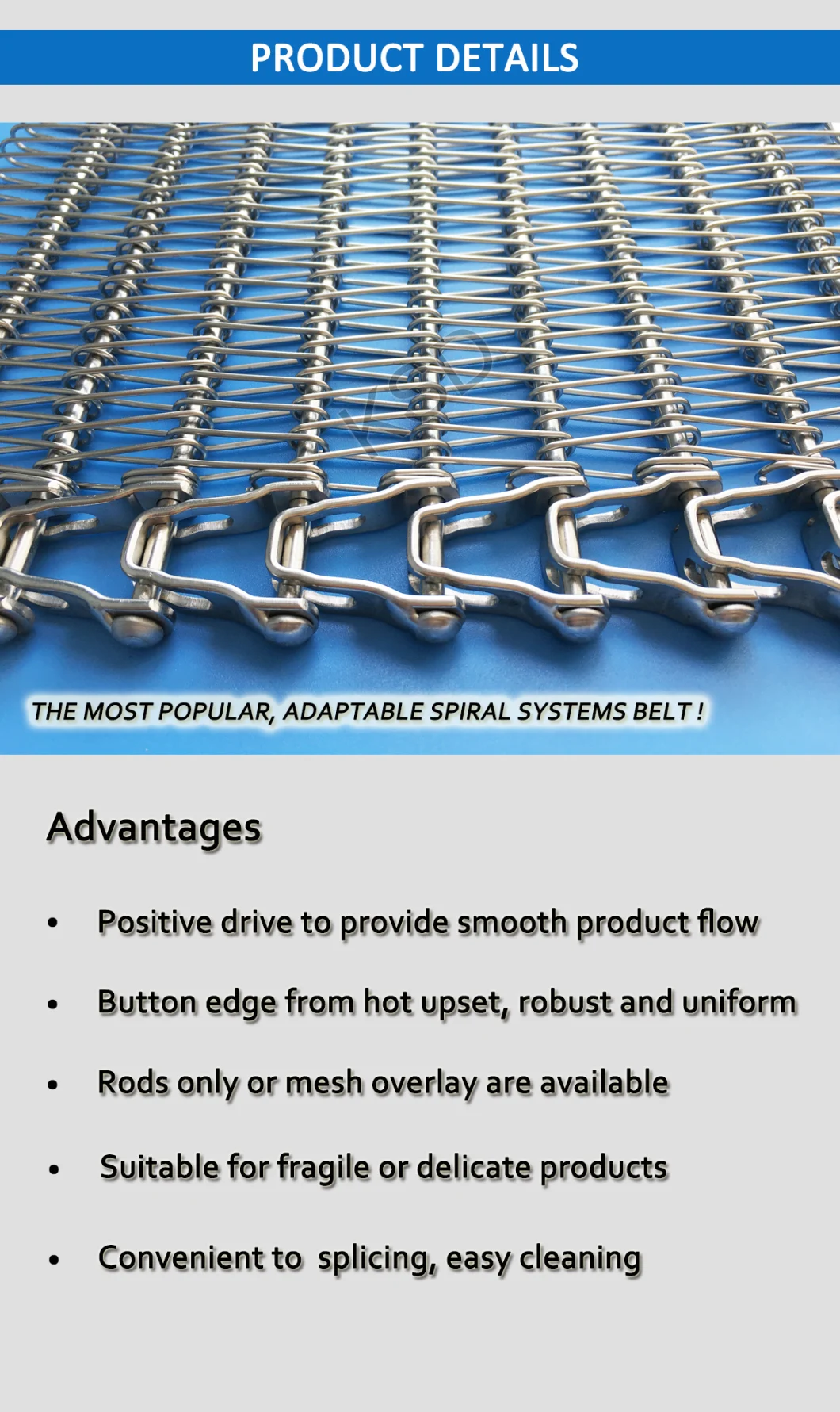 Stainless Steel Spiral Freezer Belt, Spiral Cooler Belt, Spiral Proofer Belt, Spiral Cooker Belt