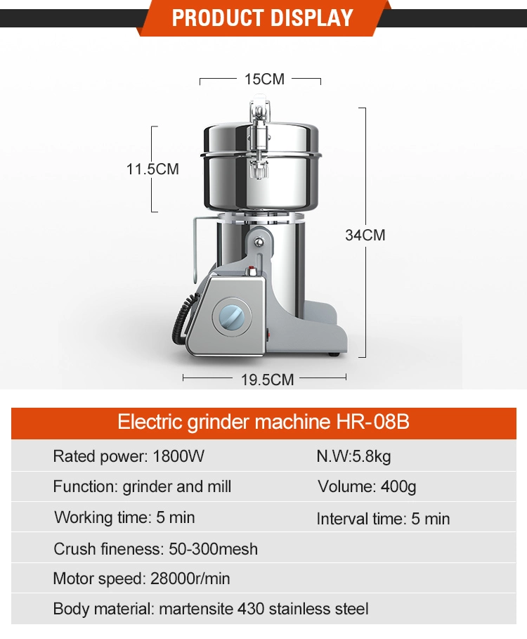 Domestic High Speed Electric Grinder Cereal Mill Flour Powder Machine Coffee Bean Grinding Machine Spice Grinder