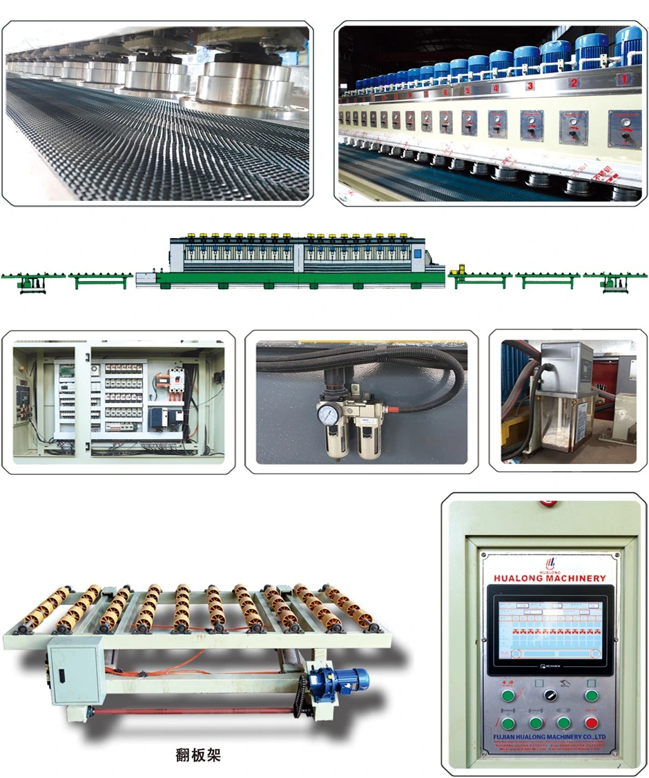 Hualong Stone Machinery Hlmjx-16 Automatic Line Granite Polishing Machine with Resin Grinders for Stone Slabs Grinding