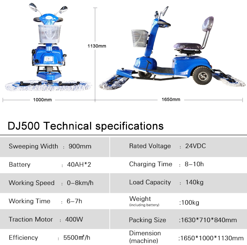 Clean Magicdj500 Auto Ride on Electric Battery Floor Scrubber Floor Sweeper Dust Mopping Cart Machine Scooter Easy Use