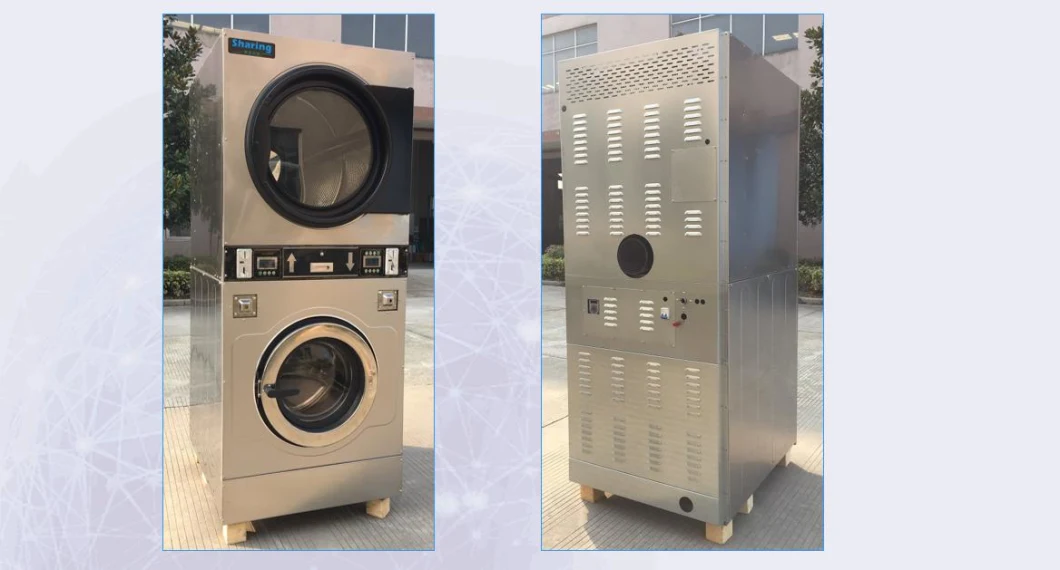 12kg, 15kg Coin Operated Stack Washer Dryer Laundry Washing Machine for Laundromat