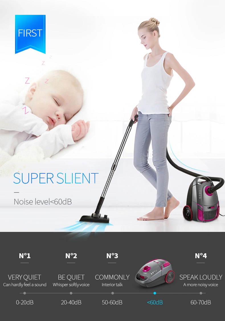 Heavy Duty Super Silent HEPA Filter Bagged Vacuum Cleaner for Office
